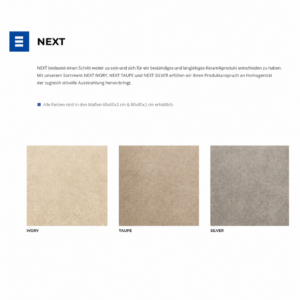 Feinsteinzeug – Terrassenelement 60x60x2 cm Serie Next